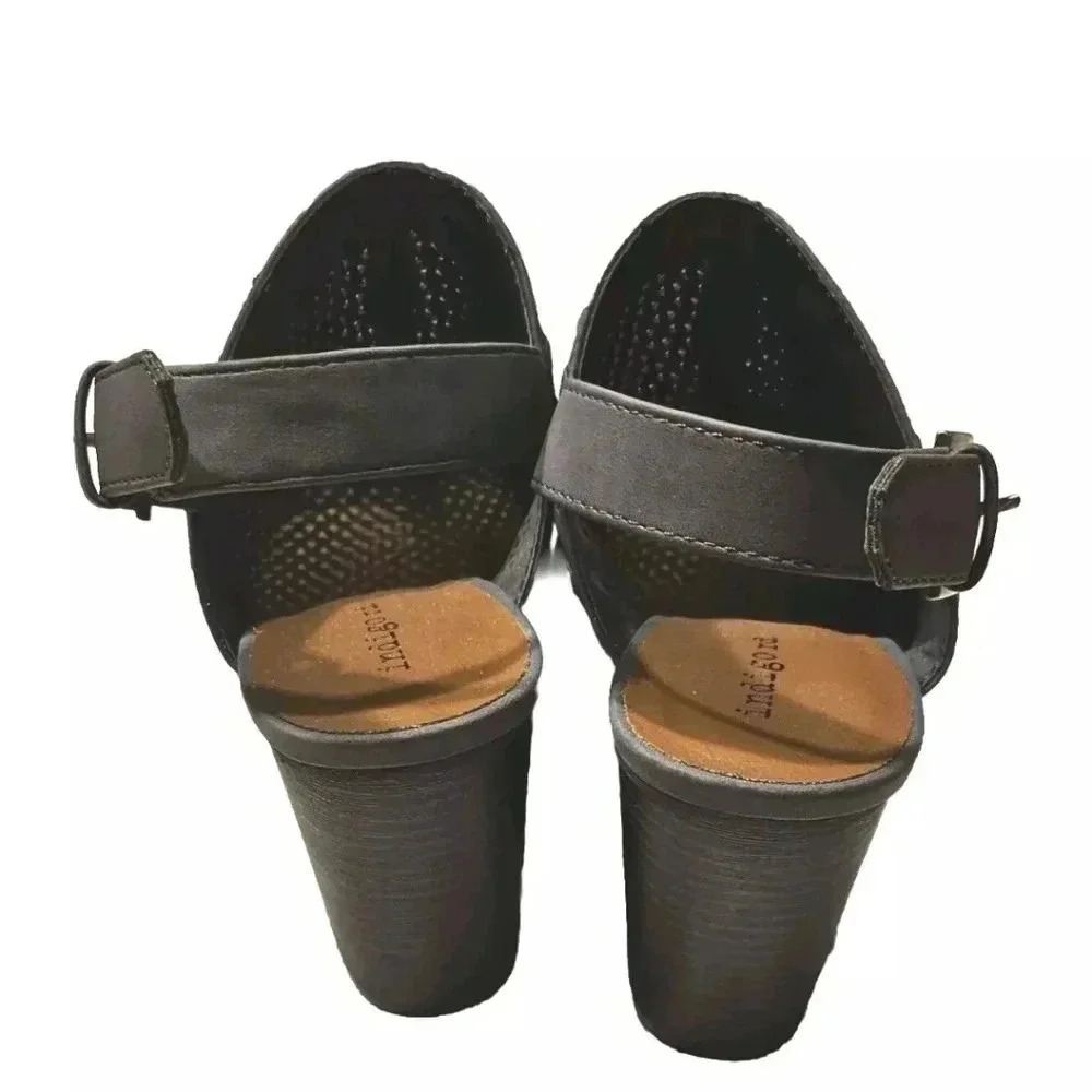 New Indigo Rd. Grey Sandals Women's 7M Slingback Block Heels Casual Open Toe - Picture 5 of 6